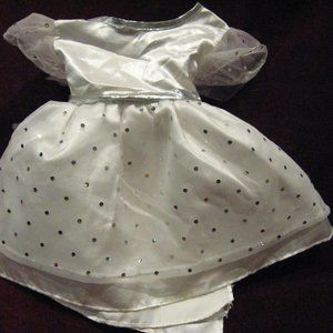 Build a Bear Doll White Satin Gown / Dress